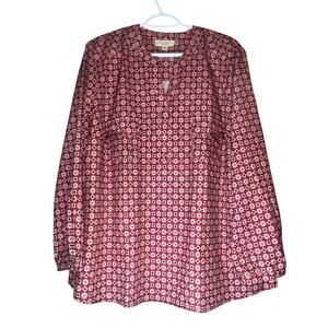 Appleseed's Pink Patterned Long Sleeve Blouse Size 1X